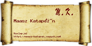 Maasz Katapán névjegykártya